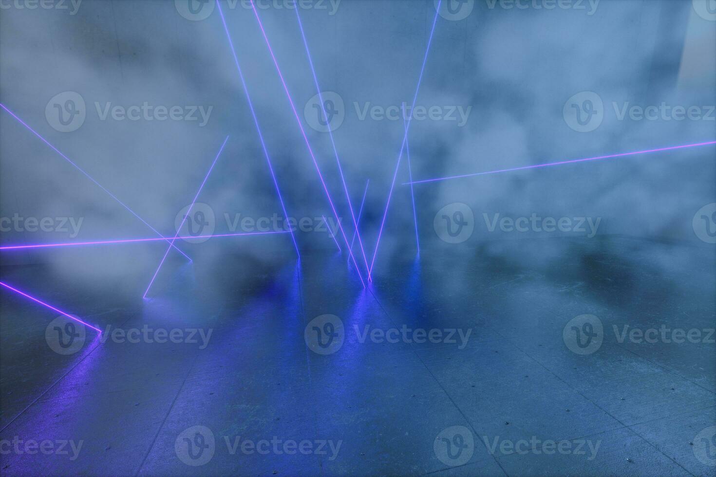 An empty concrete room filled with mist, 3d rendering photo