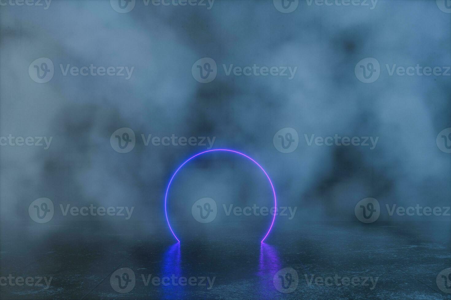 An empty concrete room filled with mist, 3d rendering photo