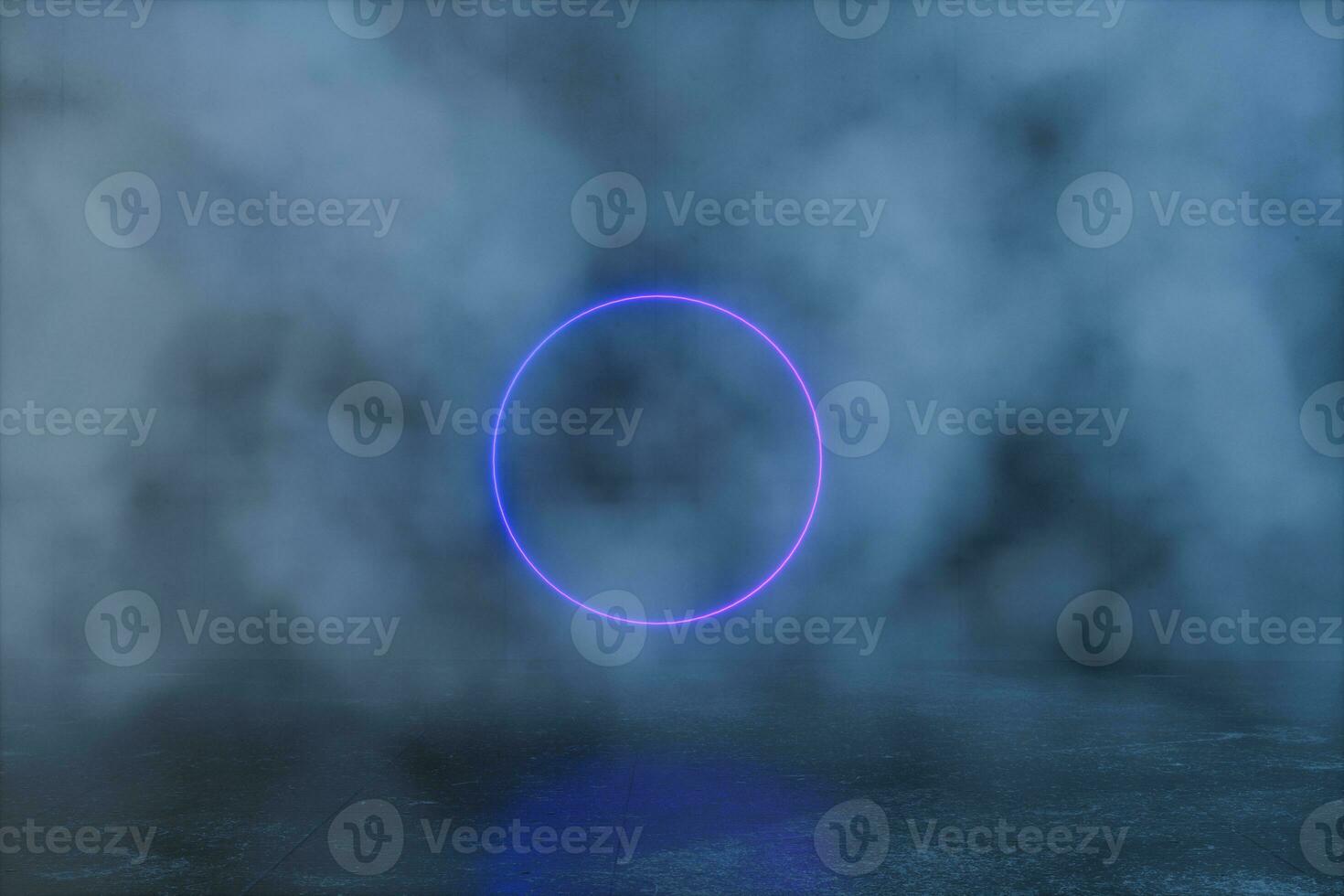 An empty concrete room filled with mist, 3d rendering photo