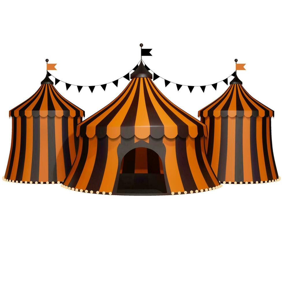 3d circus with halloween colors. halloween circus with orange and black stripes vector