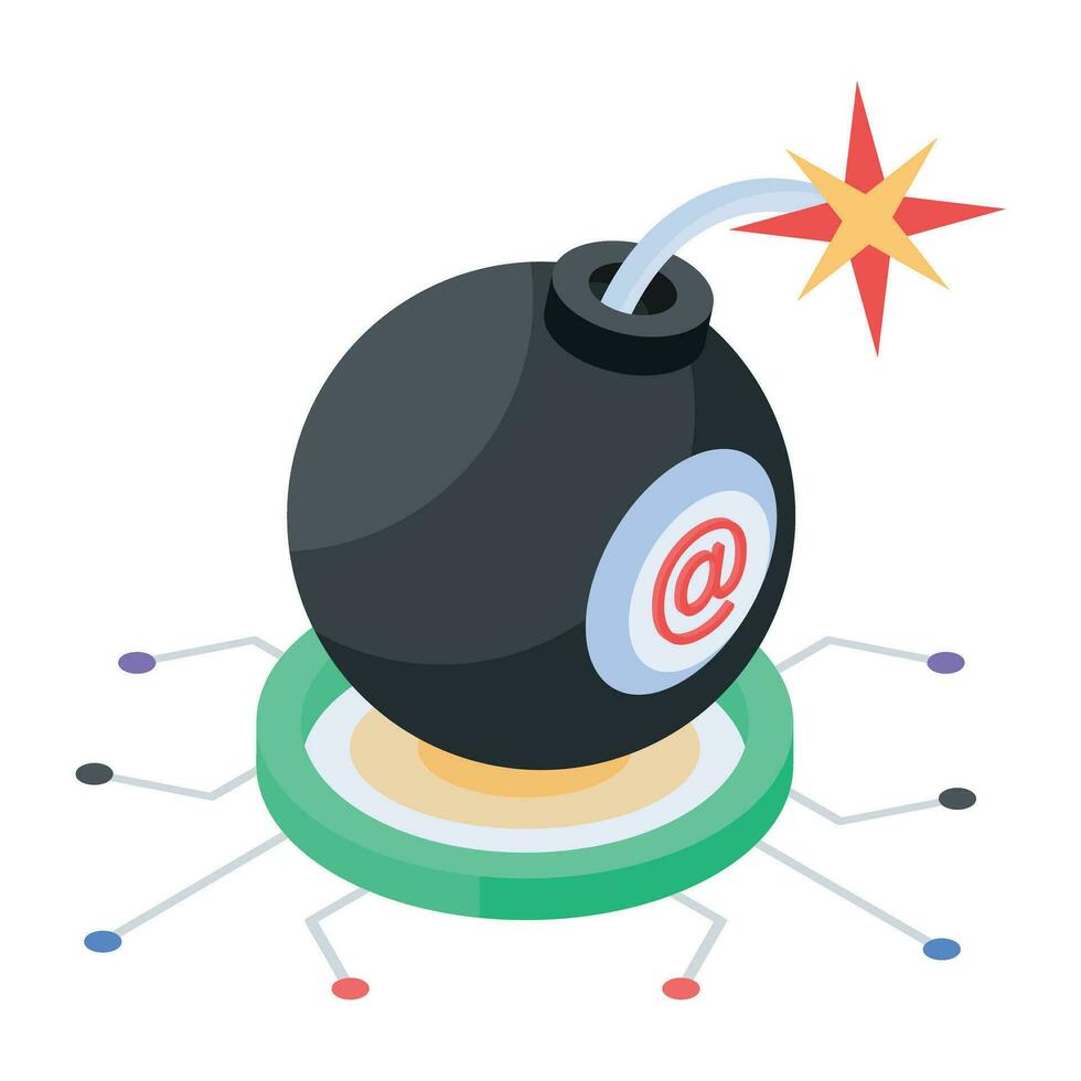 Well-designed isometric icon of email threat vector