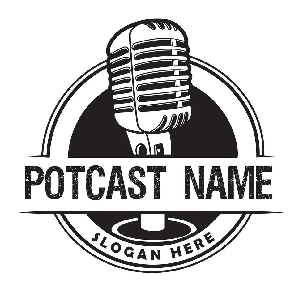 podcast logo ilustración diseño vector