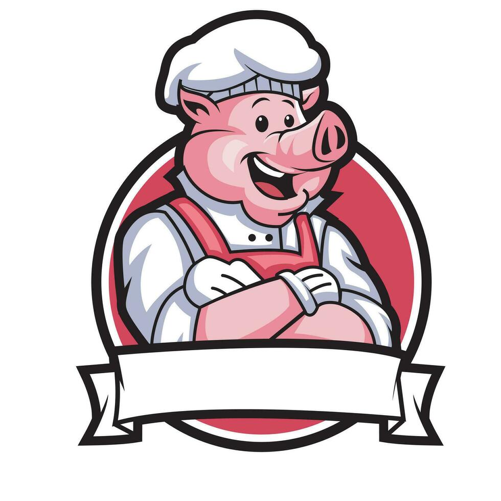 cerdo Maestro cocinero vector ilustración