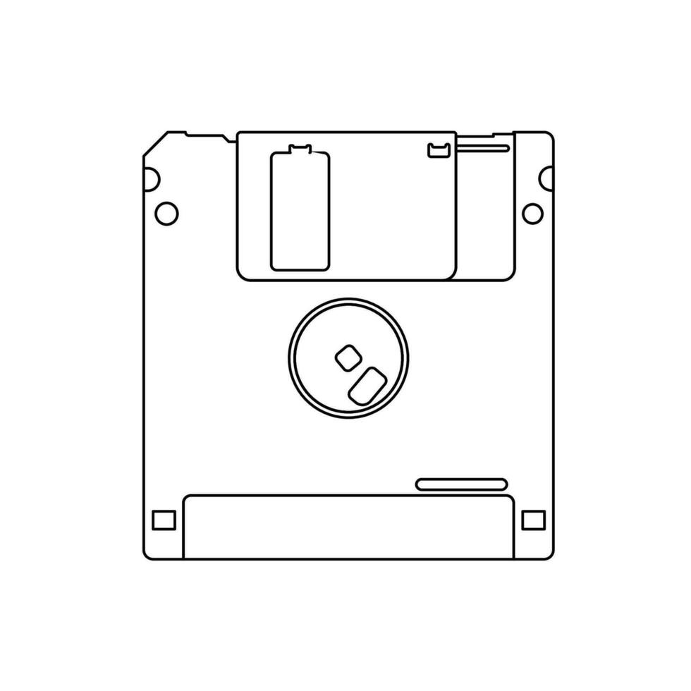 Floppy Disk Outline Icon Illustration on White Background vector