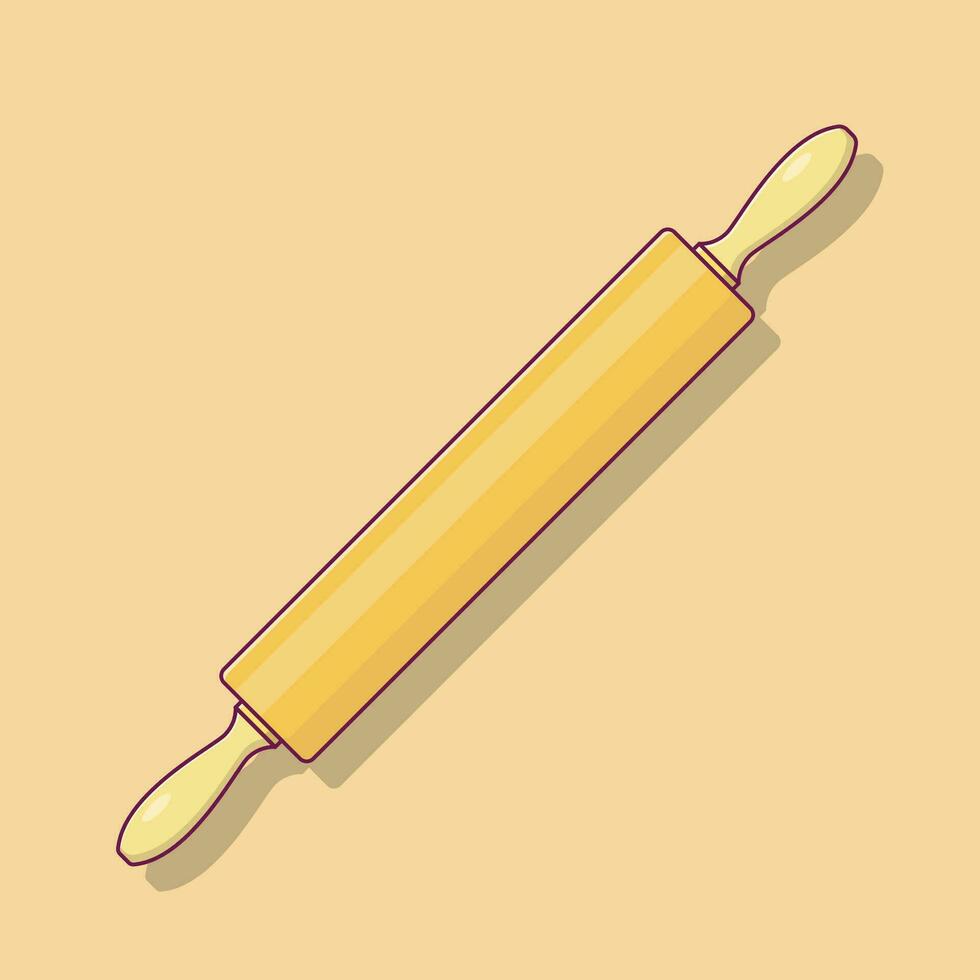 Rolling Pin Vector Icon Illustration with Outline for Design Element, Clip Art, , Landing