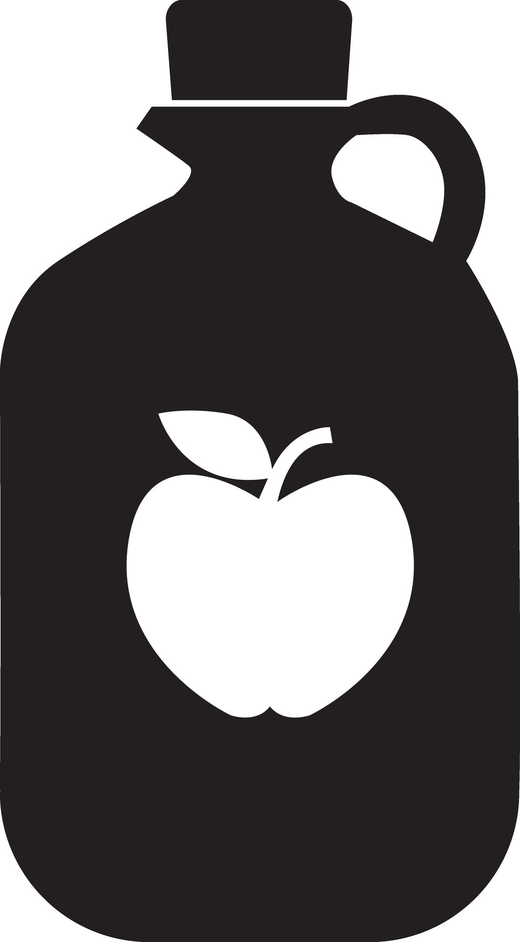 apple cider in a jug icon. jug of apple juice sign. apple vinegar