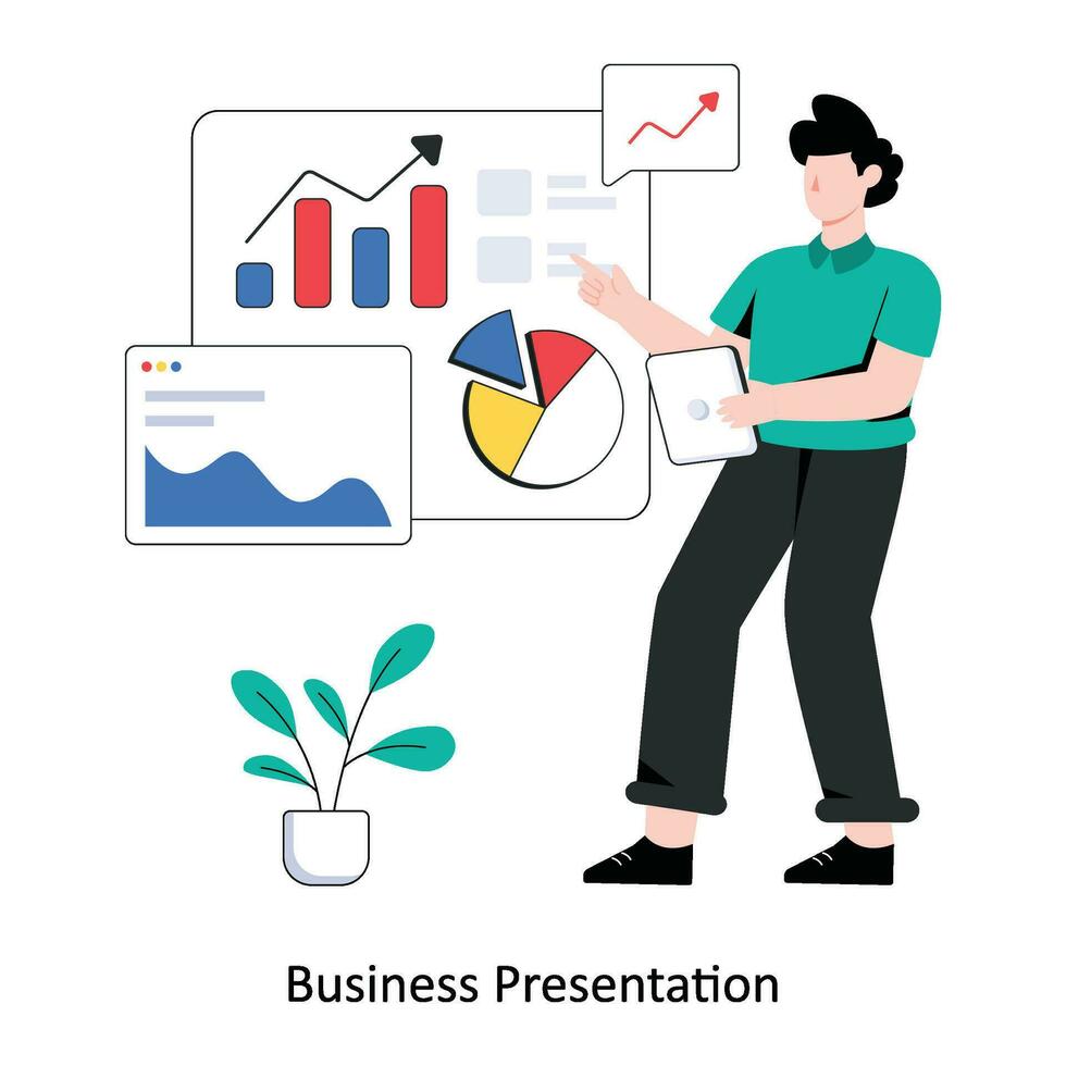 Business Presentation flat style design vector illustration. stock illustration