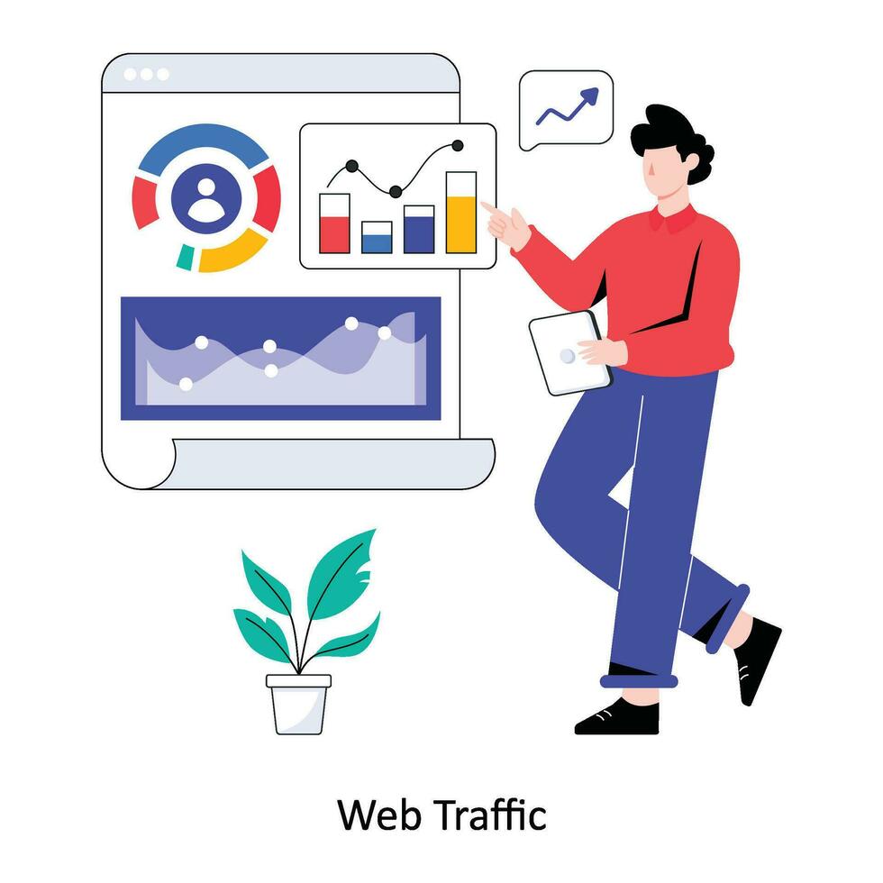 Web Traffic flat style design vector illustration. stock illustration
