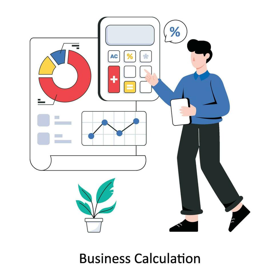 Business Calculation flat style design vector illustration. stock illustration