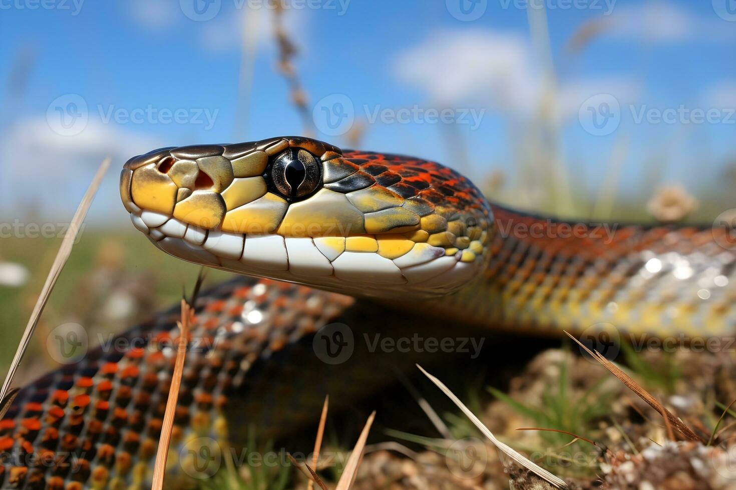 a close-up photo of a Plains garter snake.