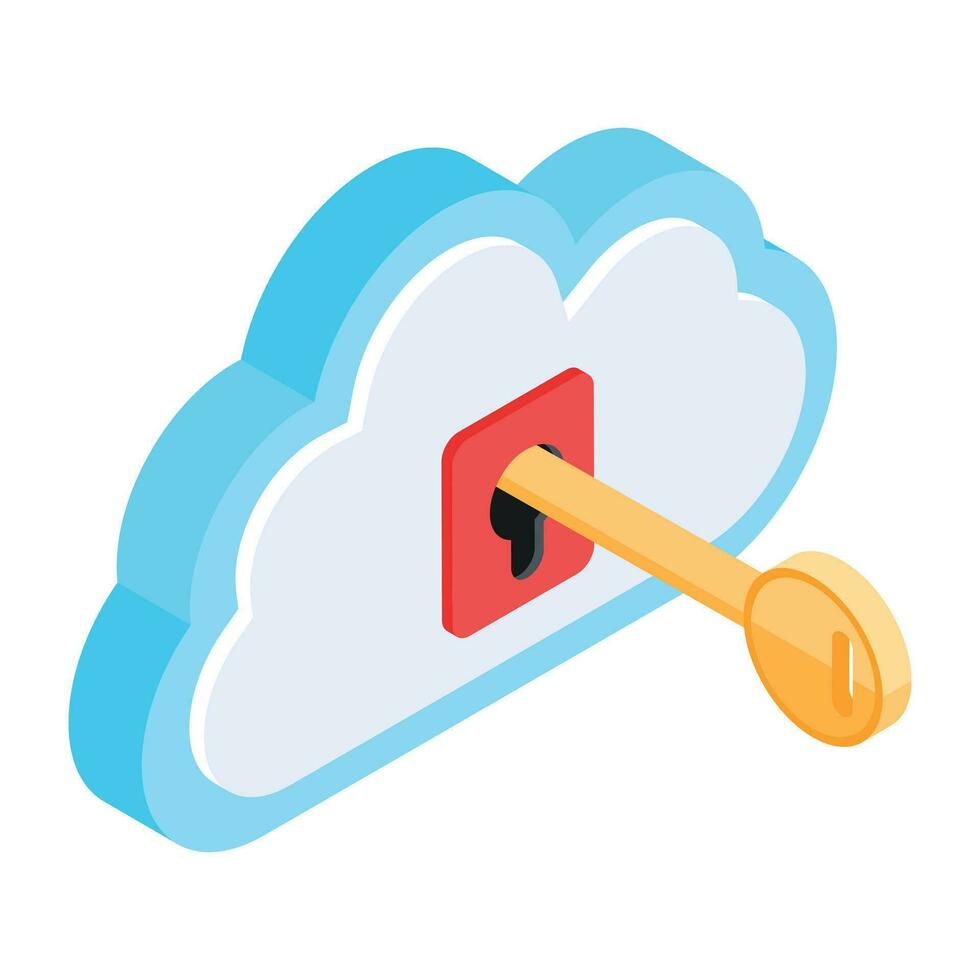 An isometric icon of cloud access vector