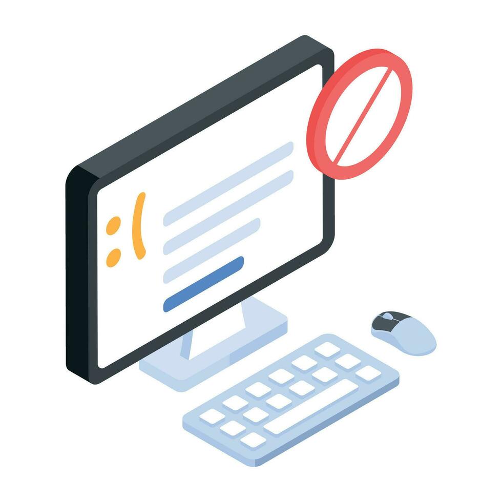 Modern isometric icon of access denied vector
