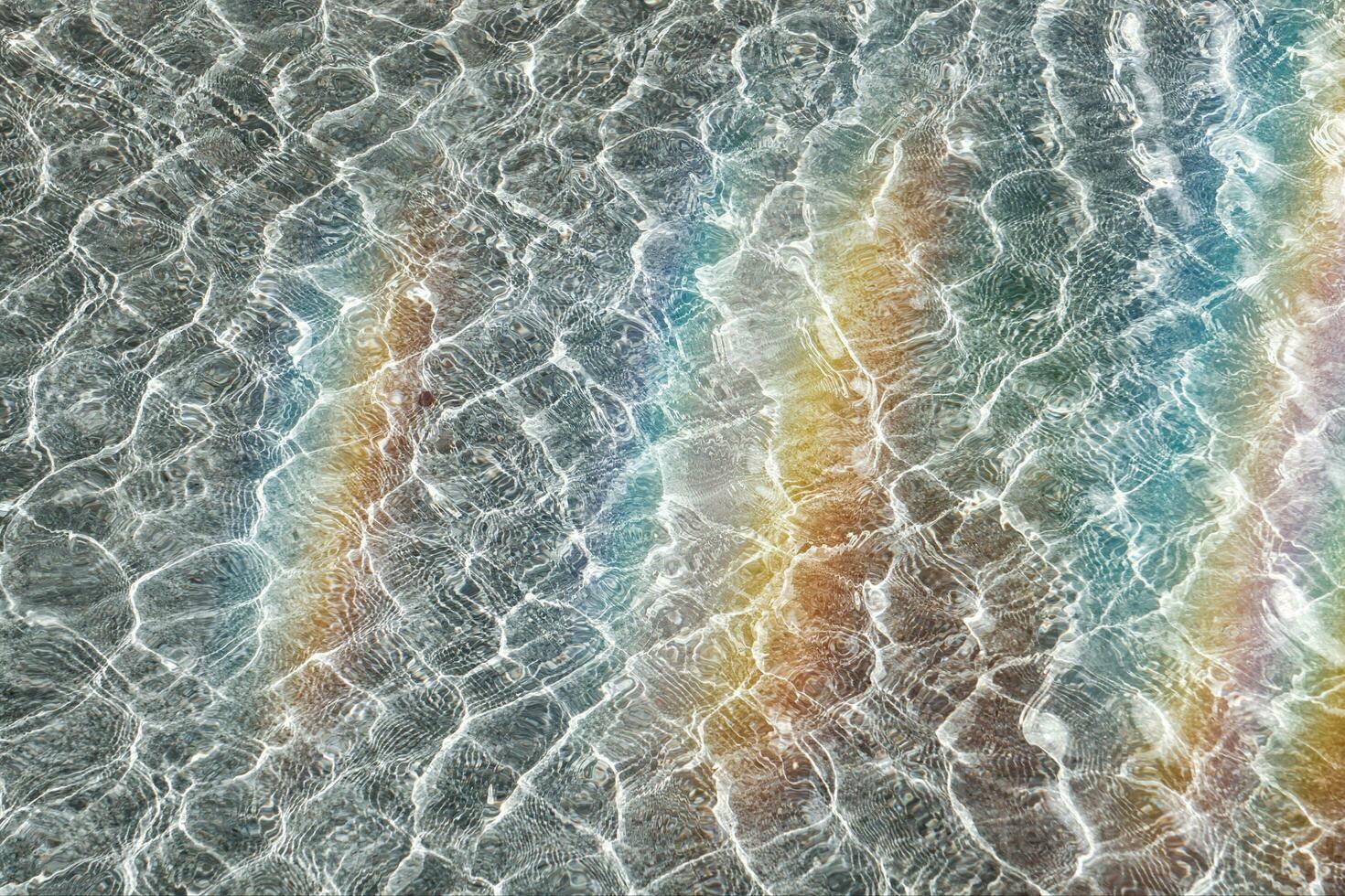 rainbow reflected in the water, abstract background photo