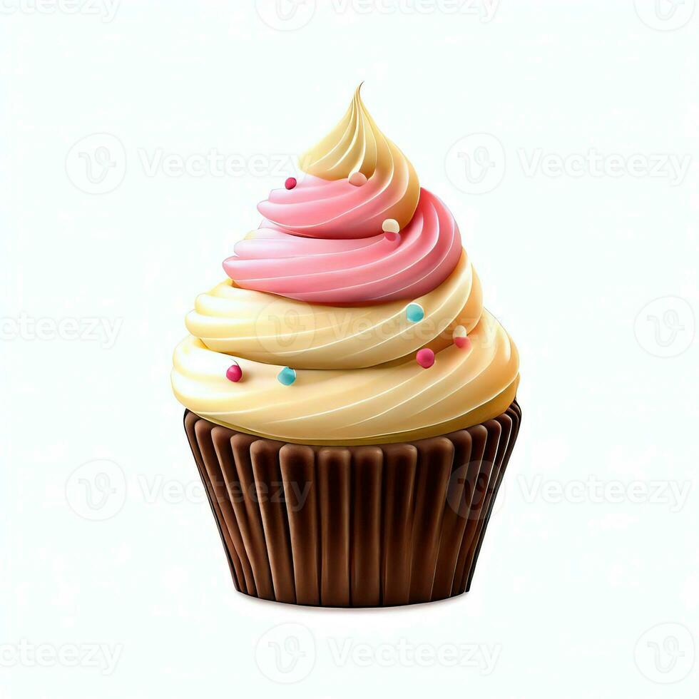 Delicious cupcake isolated on white background Generative AI photo