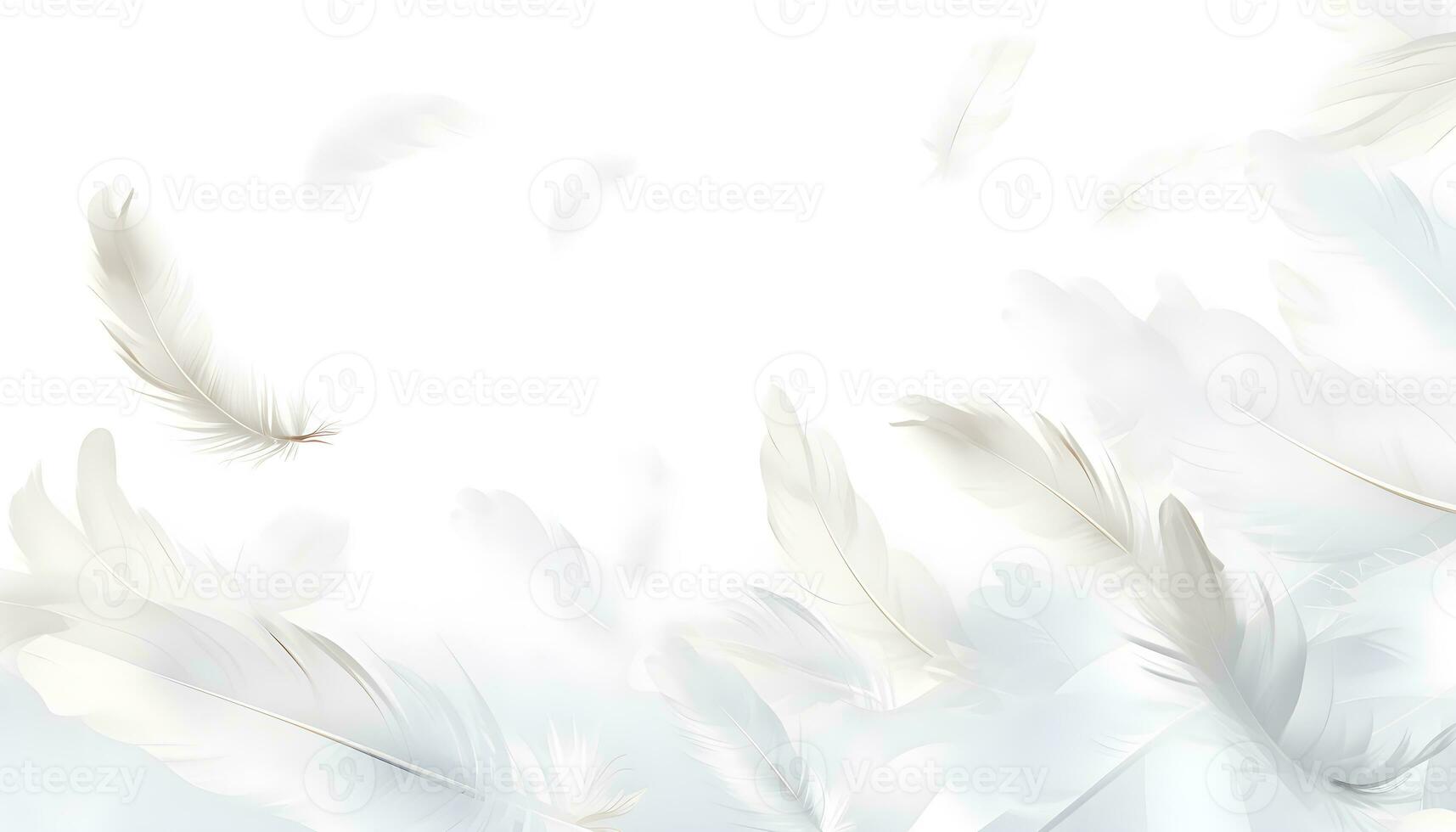 White feather background. Beautiful Soft and Light White Fluffy Feathers Floating. Abstract. Light weight of white feather floating. Generated AI illustration photo