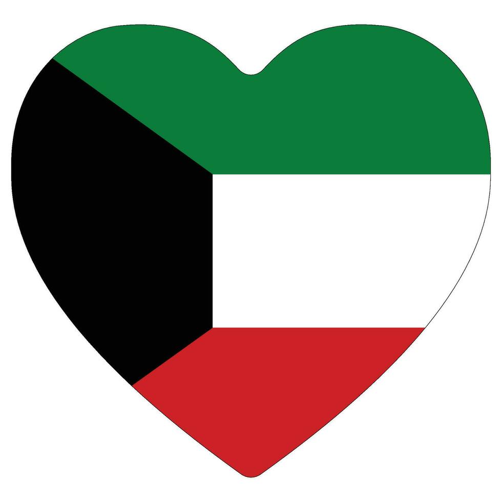 Kuwait flag heart shape. Flag of Kuwait heart shape vector