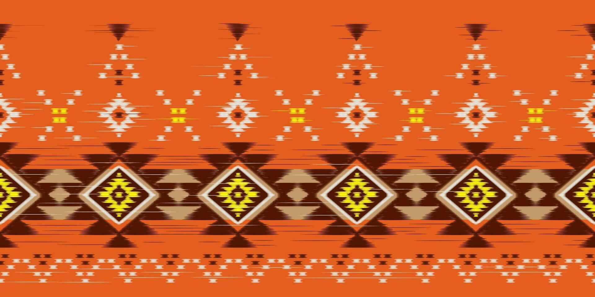 arte abstracto étnico ikat. patrón impecable en estilo tribal, bordado folclórico y mexicano. estampado de adornos de arte geométrico azteca.diseño para alfombras, papel pintado, ropa, envoltura, tela, cubierta, textil vector