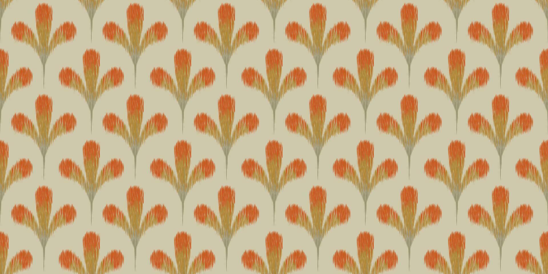 motivo étnico hecho a mano hermosa ikat Arte. étnico resumen floral, hojas, botánico modelo. gente bordado, peruano, indio, marroquí, pavo, uzbeko estilo. ornamento impresión. marrón y naranja color vector