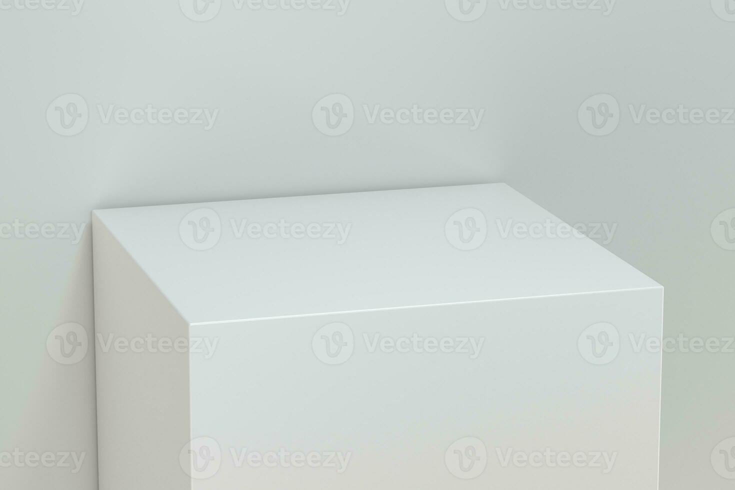 3d rendering, the cubic platform in the white empty room. photo