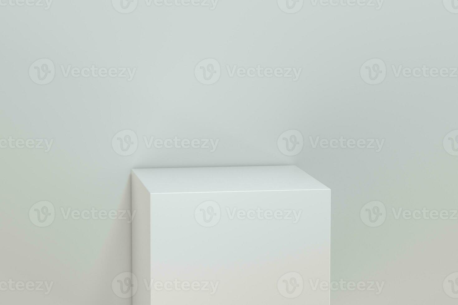 3d rendering, the cubic platform in the white empty room. photo