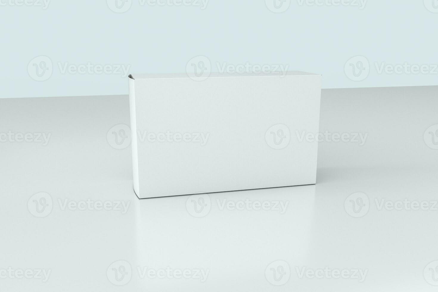 3d rendering, white packing boxes with white background photo