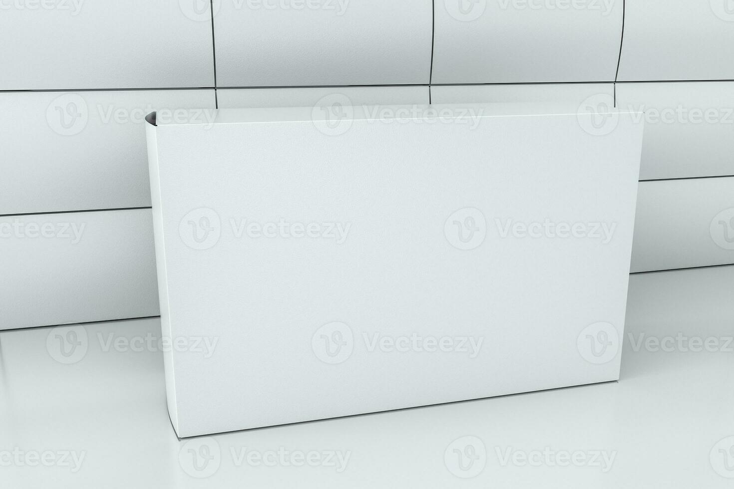 3d rendering, white packing boxes with white background photo