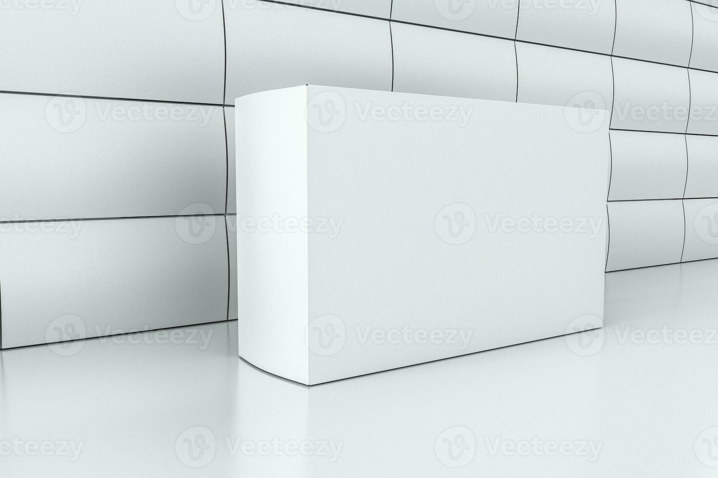 3d rendering, white packing boxes with white background photo