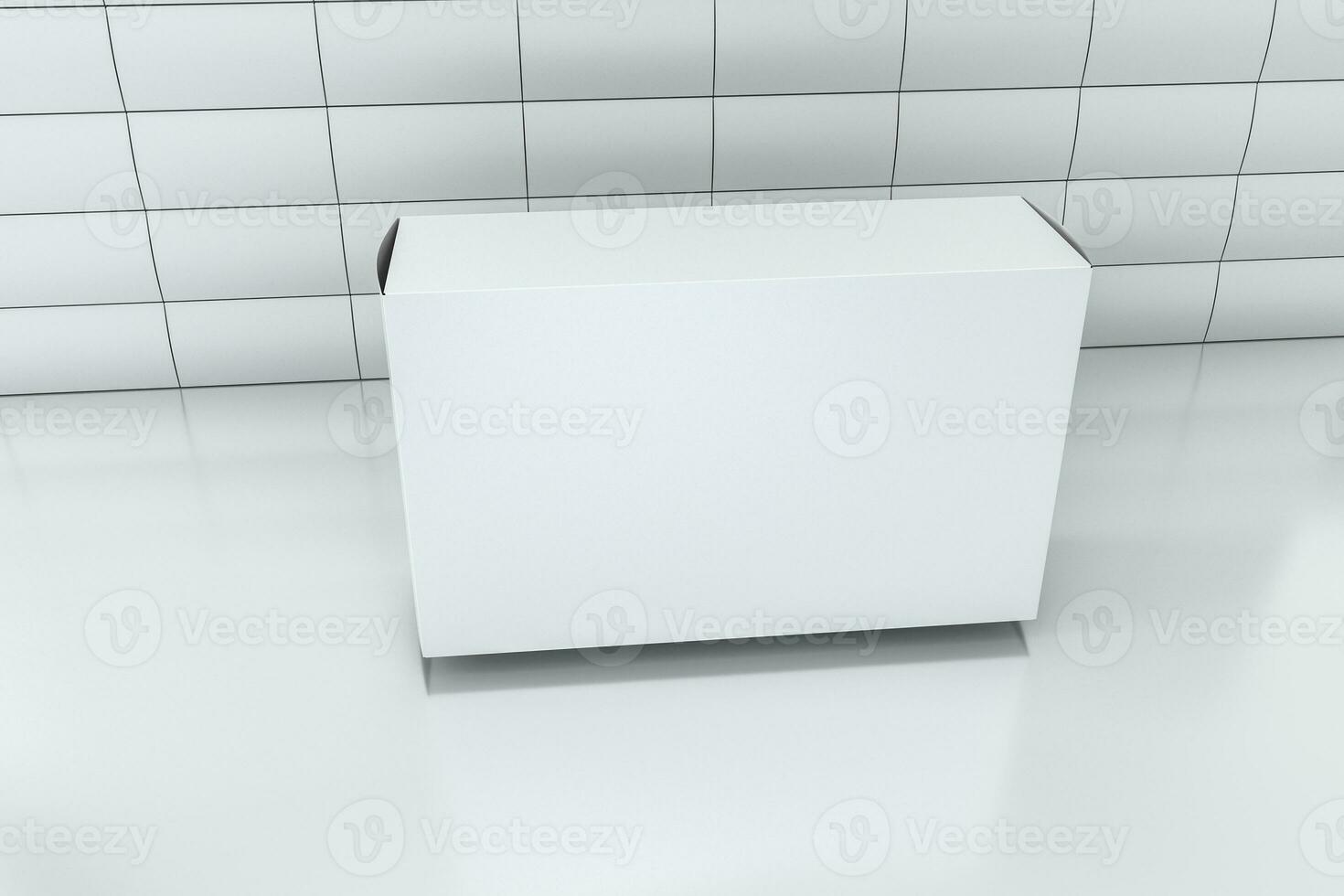 3d rendering, white packing boxes with white background photo