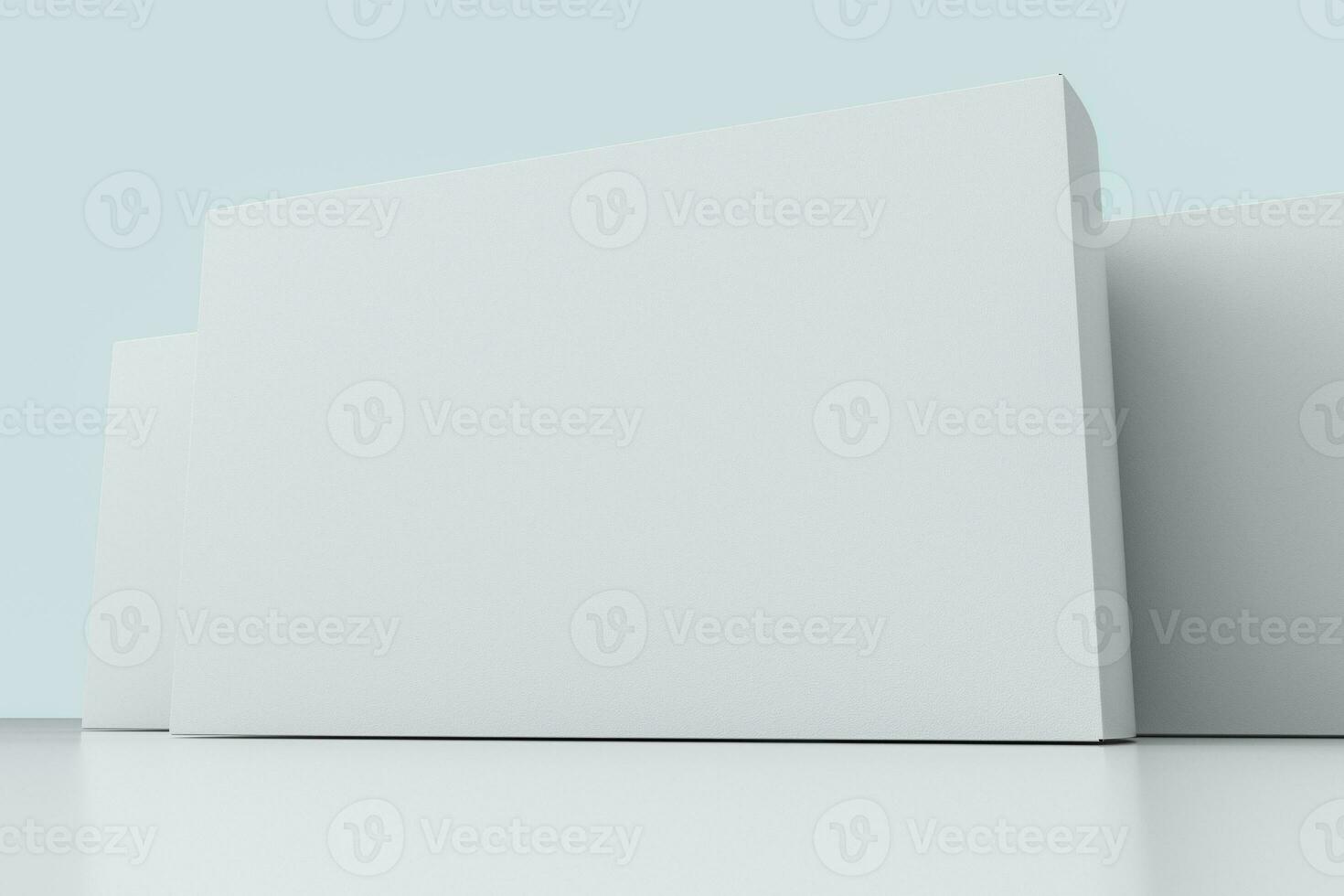 3d rendering, white packing boxes with white background photo