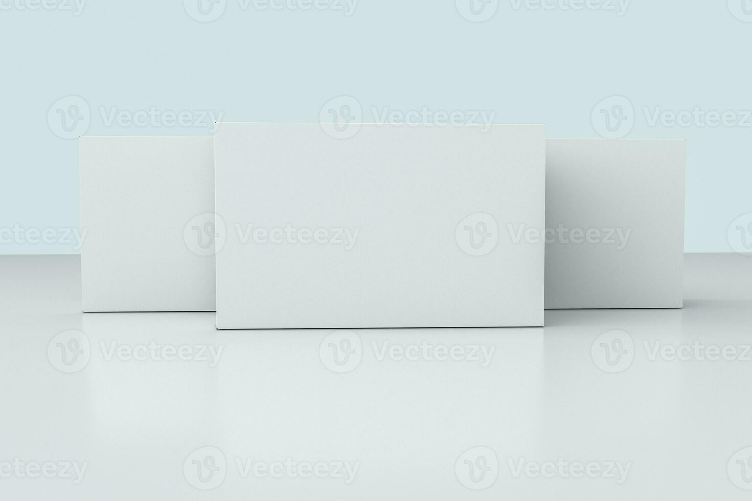 3d rendering, white packing boxes with white background photo