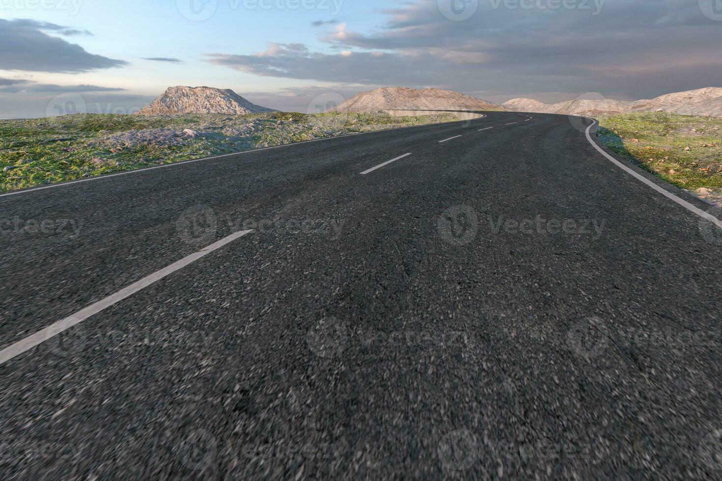 The waving road in the deserted suburbs, 3d rendering photo