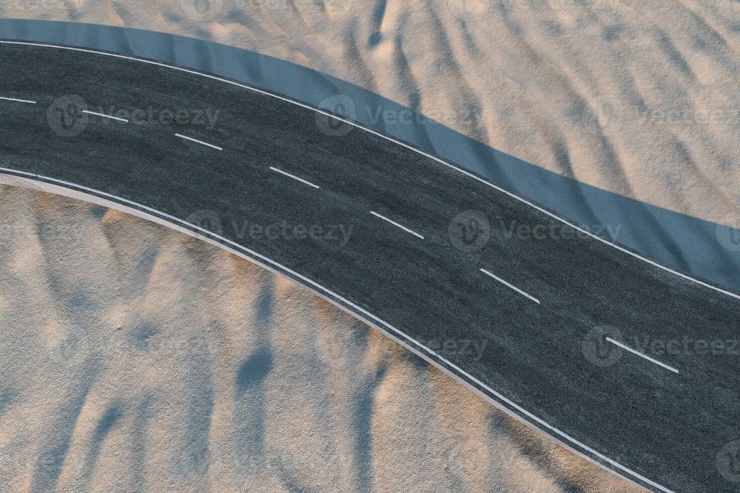 el ondulación la carretera en el desierto, 3d representación foto