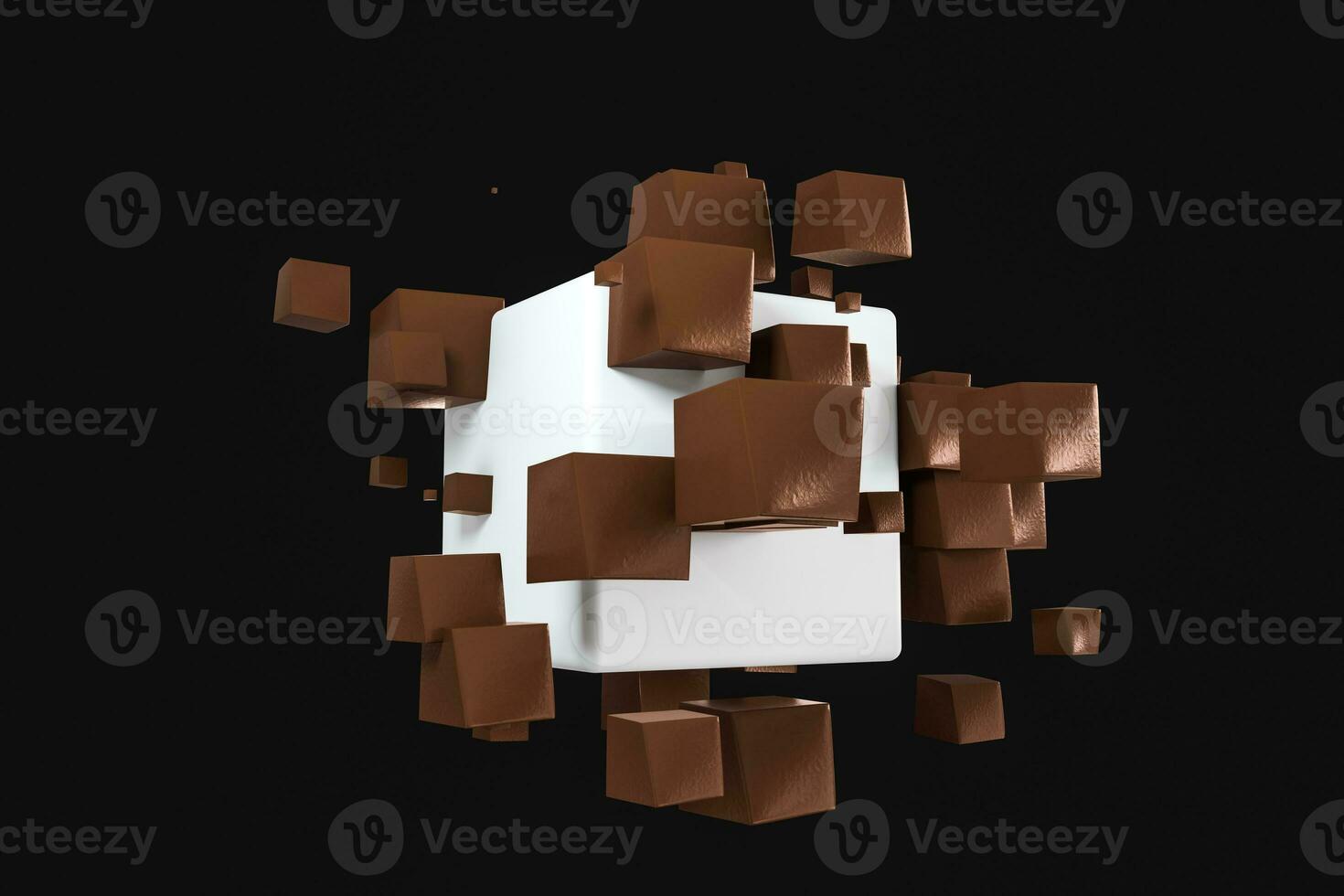 3d rendering, creative cubes with warped shape photo