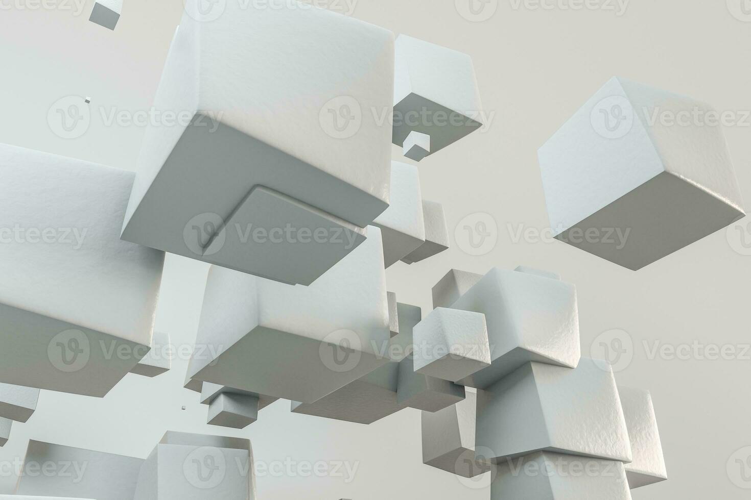 3d rendering, creative cubes with warped shape photo