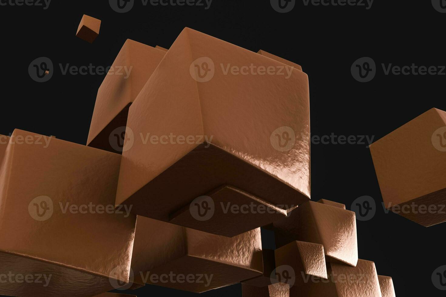 3d rendering, creative cubes with warped shape photo