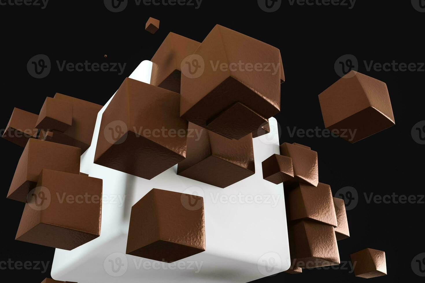 3d rendering, creative cubes with warped shape photo
