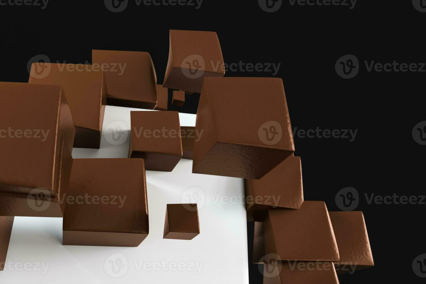 3d rendering, creative cubes with warped shape photo
