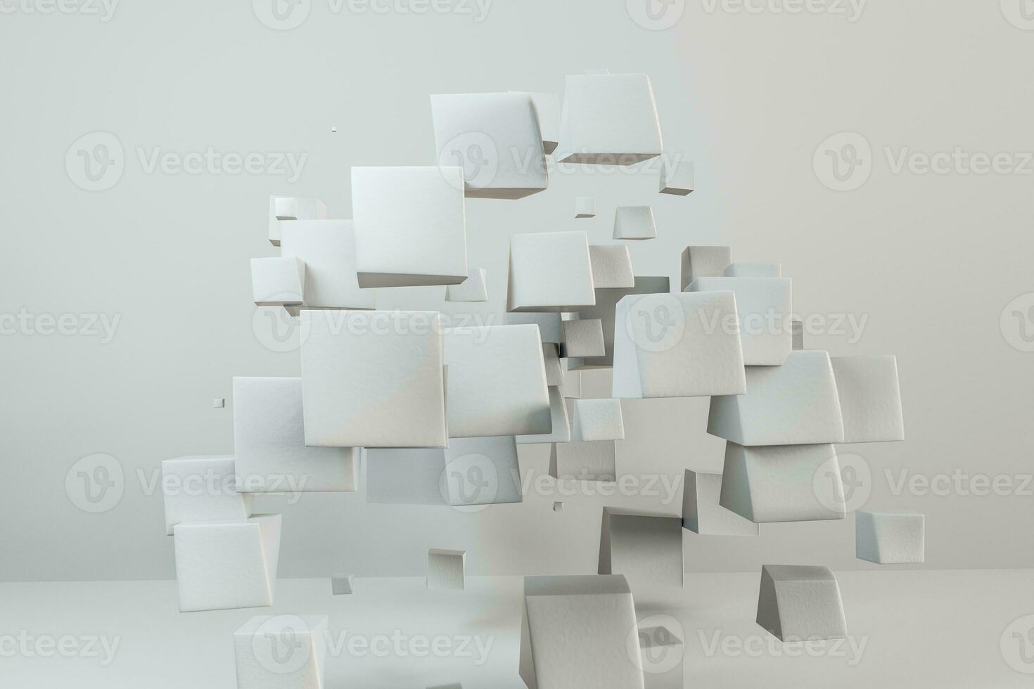 3d rendering, creative cubes with warped shape photo