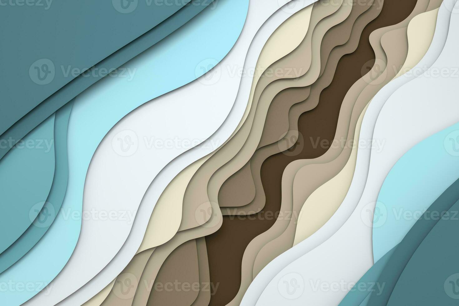 3d rendering, multilayer paper cut illustration background photo