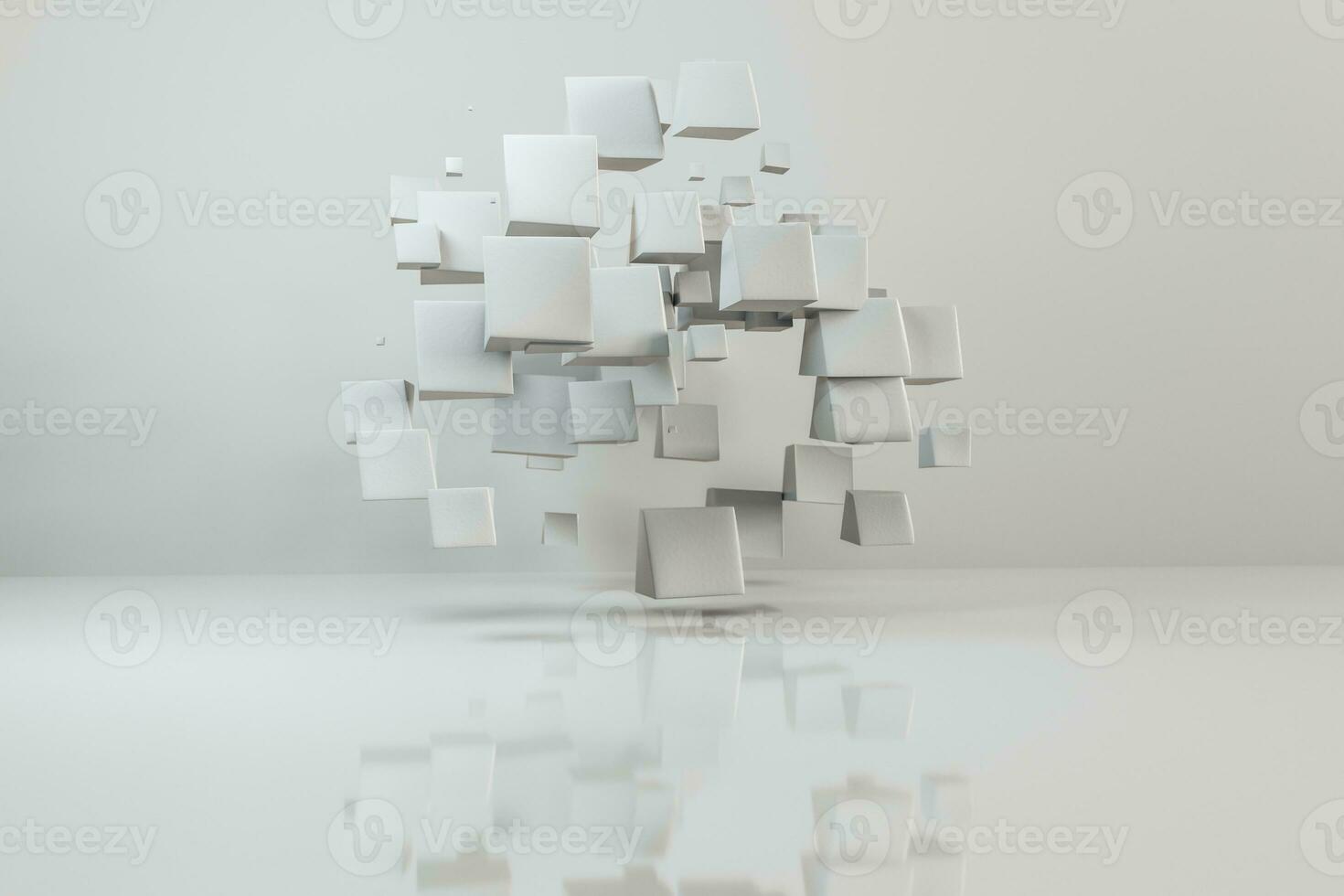 3d rendering, creative cubes with warped shape photo