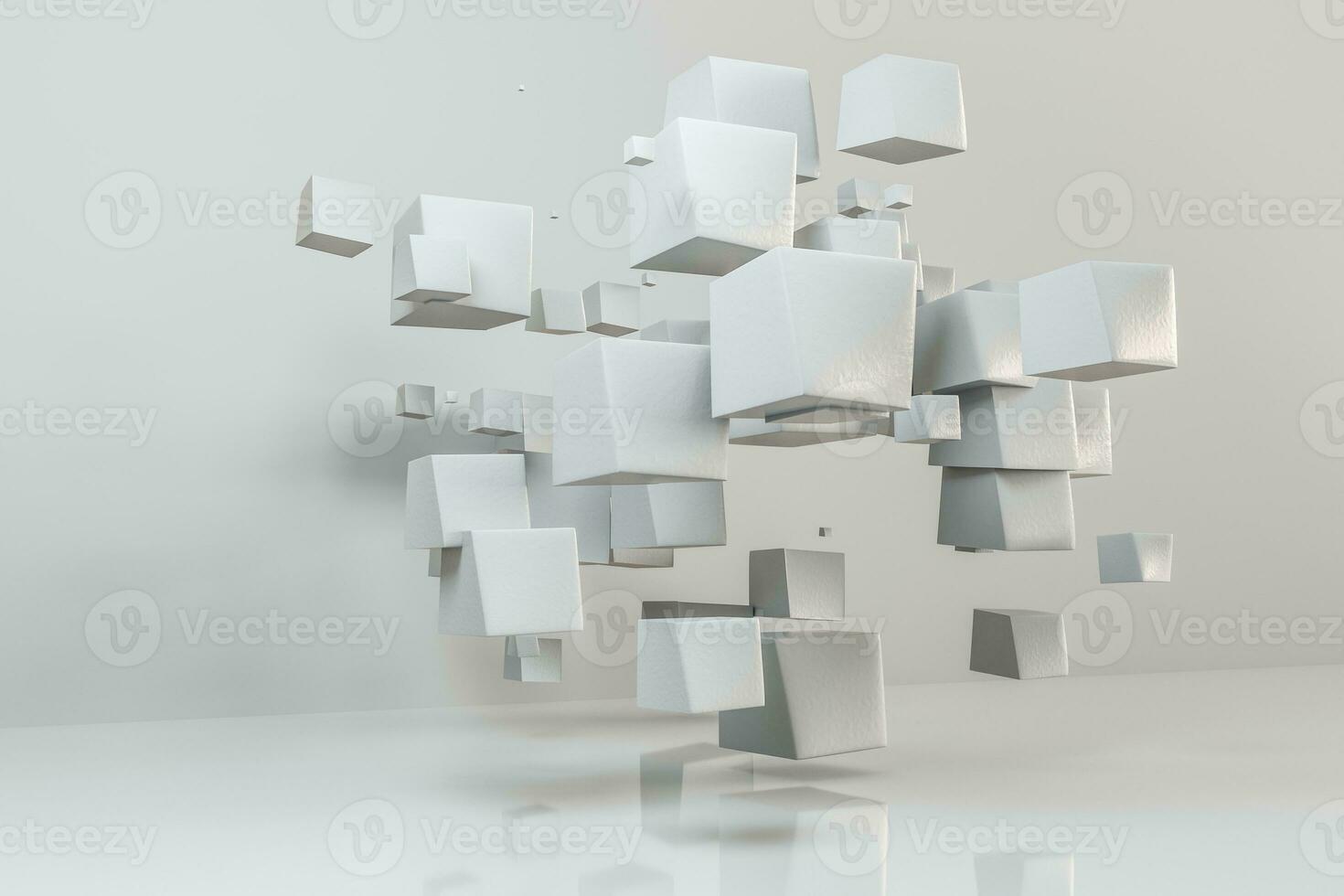 3d rendering, creative cubes with warped shape photo