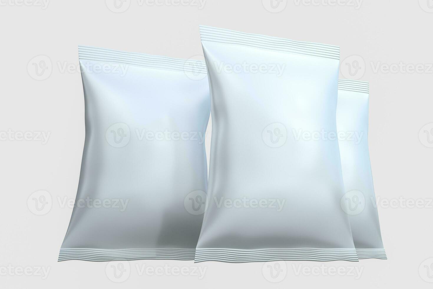 3d rendering, white packing bags with white background photo