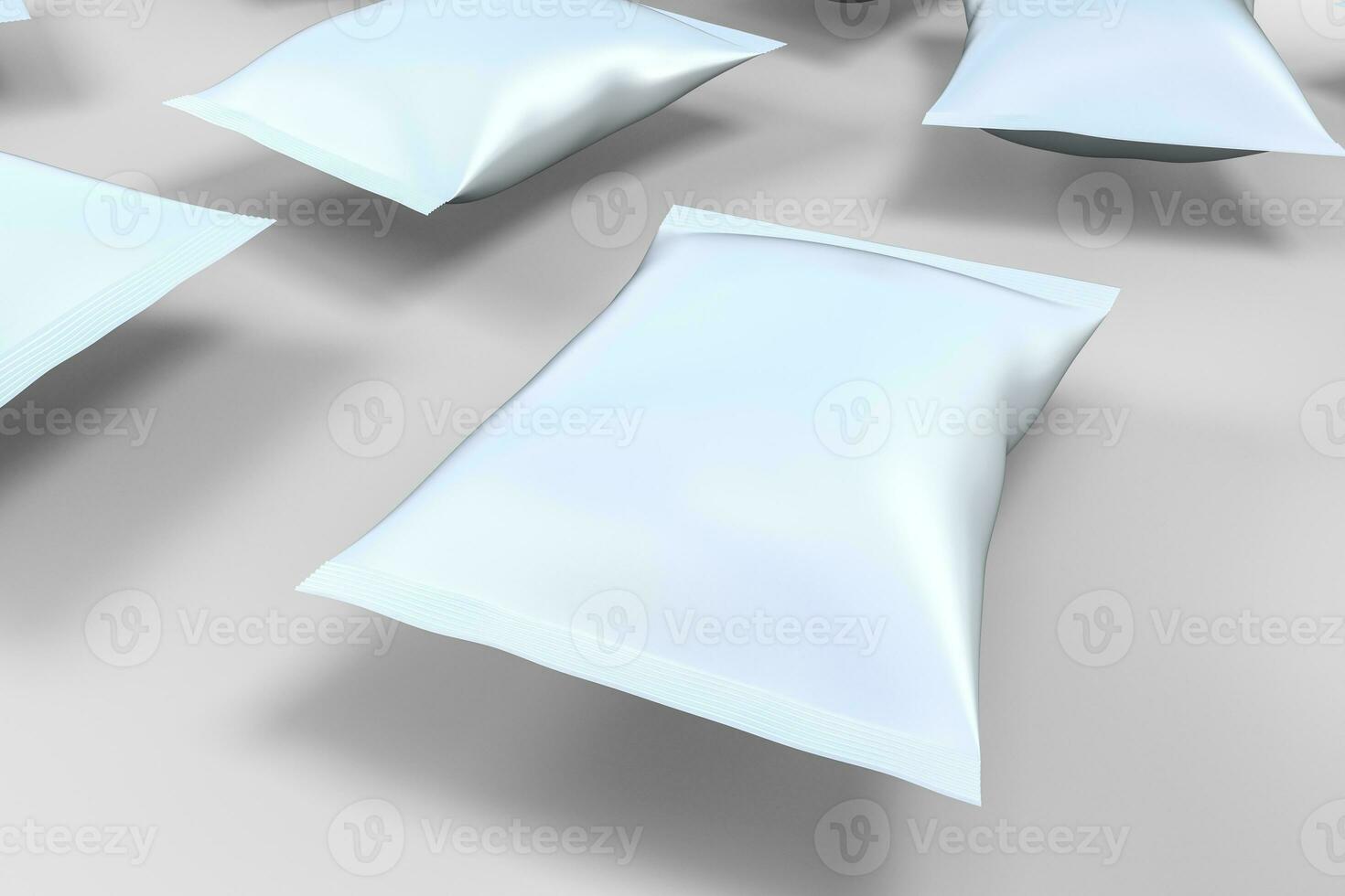 3d rendering, white packing bags with white background photo