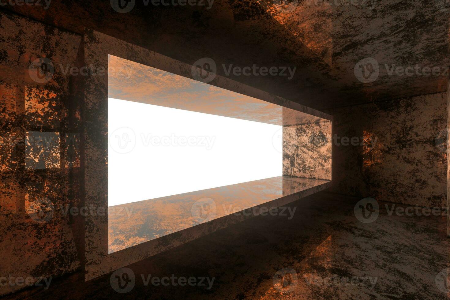 Empty rusty room with light coming in from the window, 3d rendering. photo