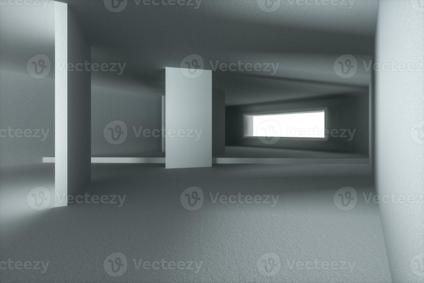 Empty rough room with light coming in from the window, 3d rendering. photo