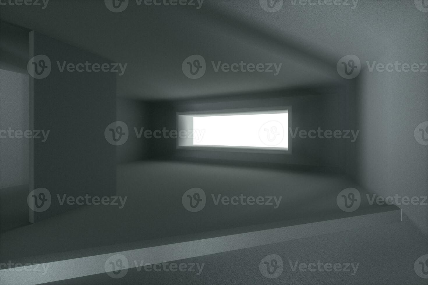 Empty rough room with light coming in from the window, 3d rendering. photo