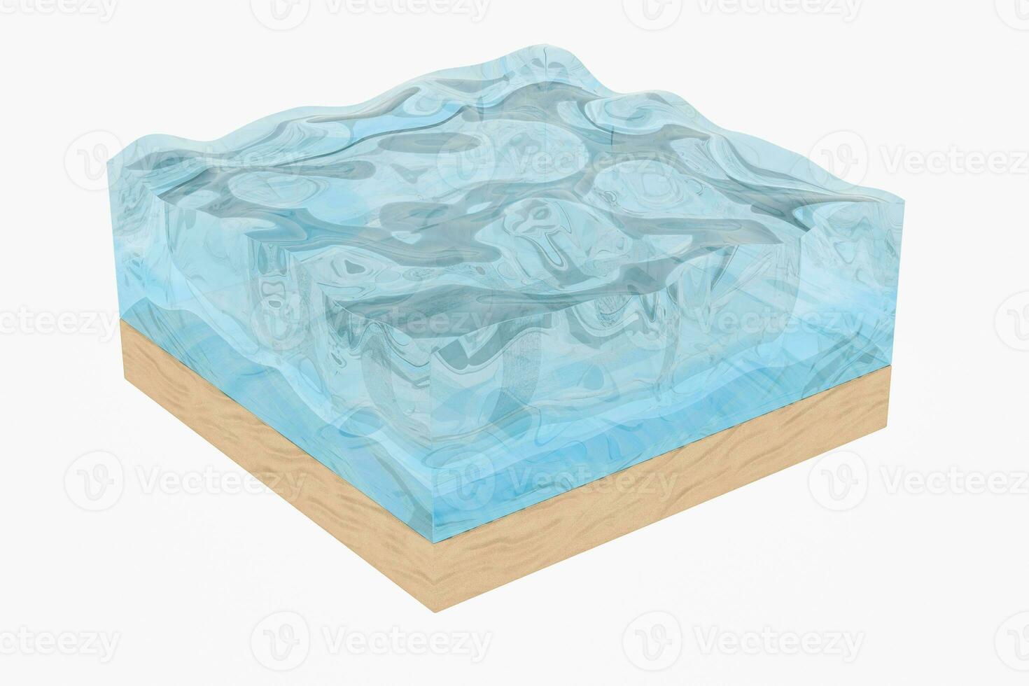 Light blue water wave cube, with creative spheres bubble, 3d rendering. photo