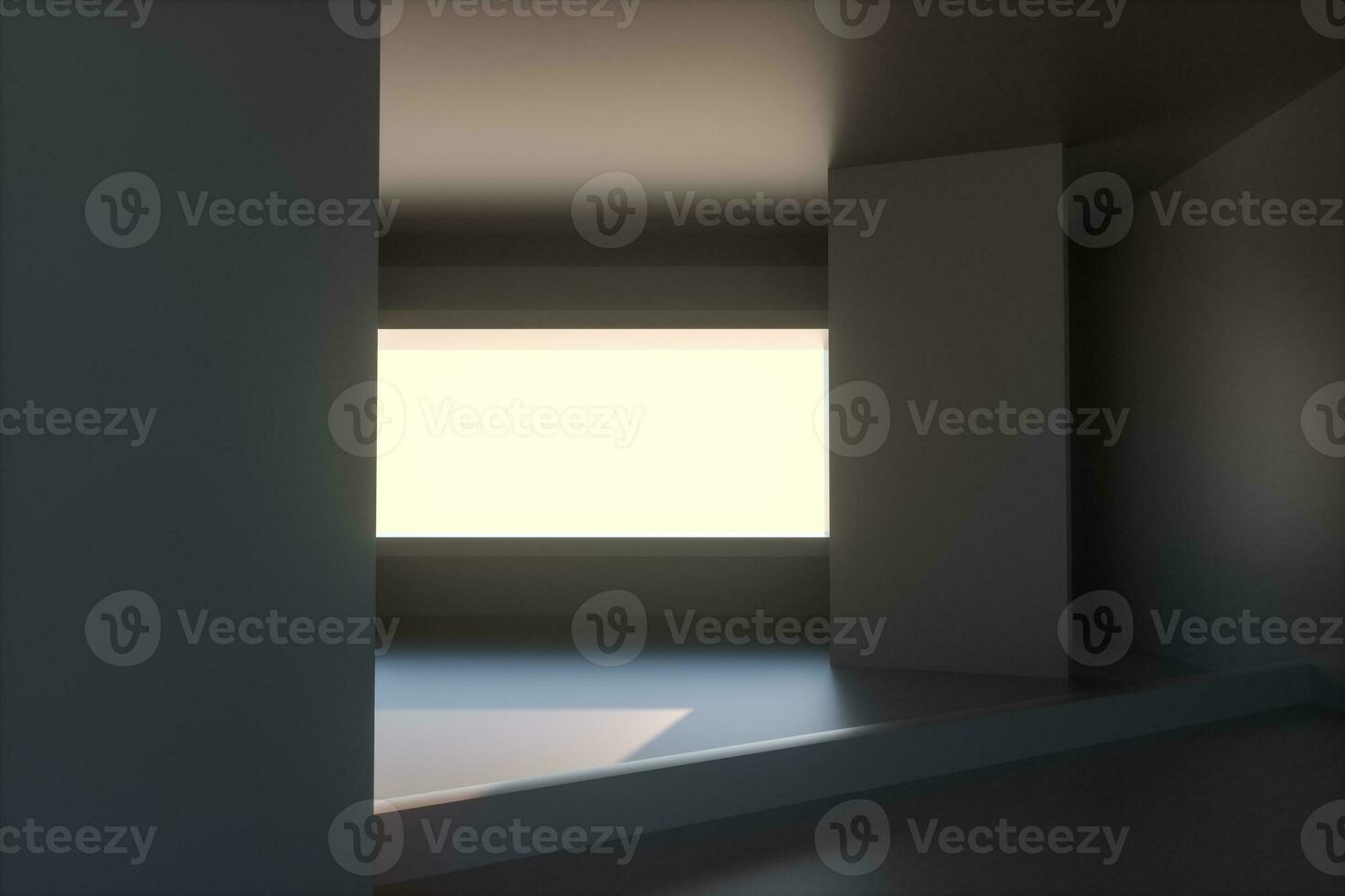 Empty rough room with light coming in from the window, 3d rendering. photo