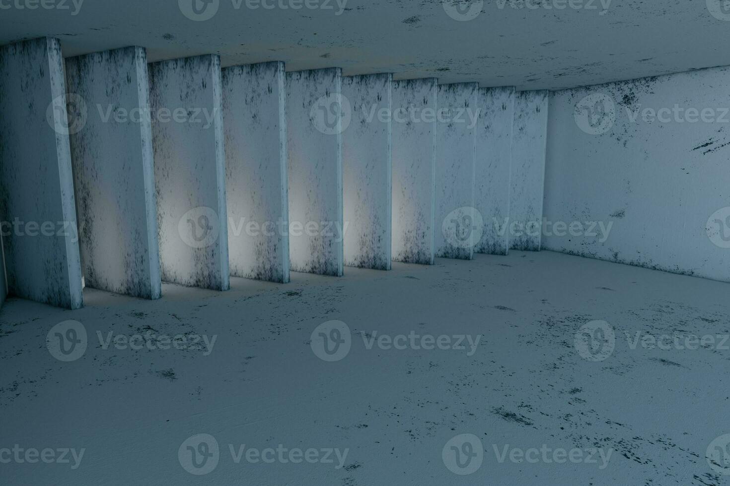 Empty rough room with light coming in from the window, 3d rendering. photo