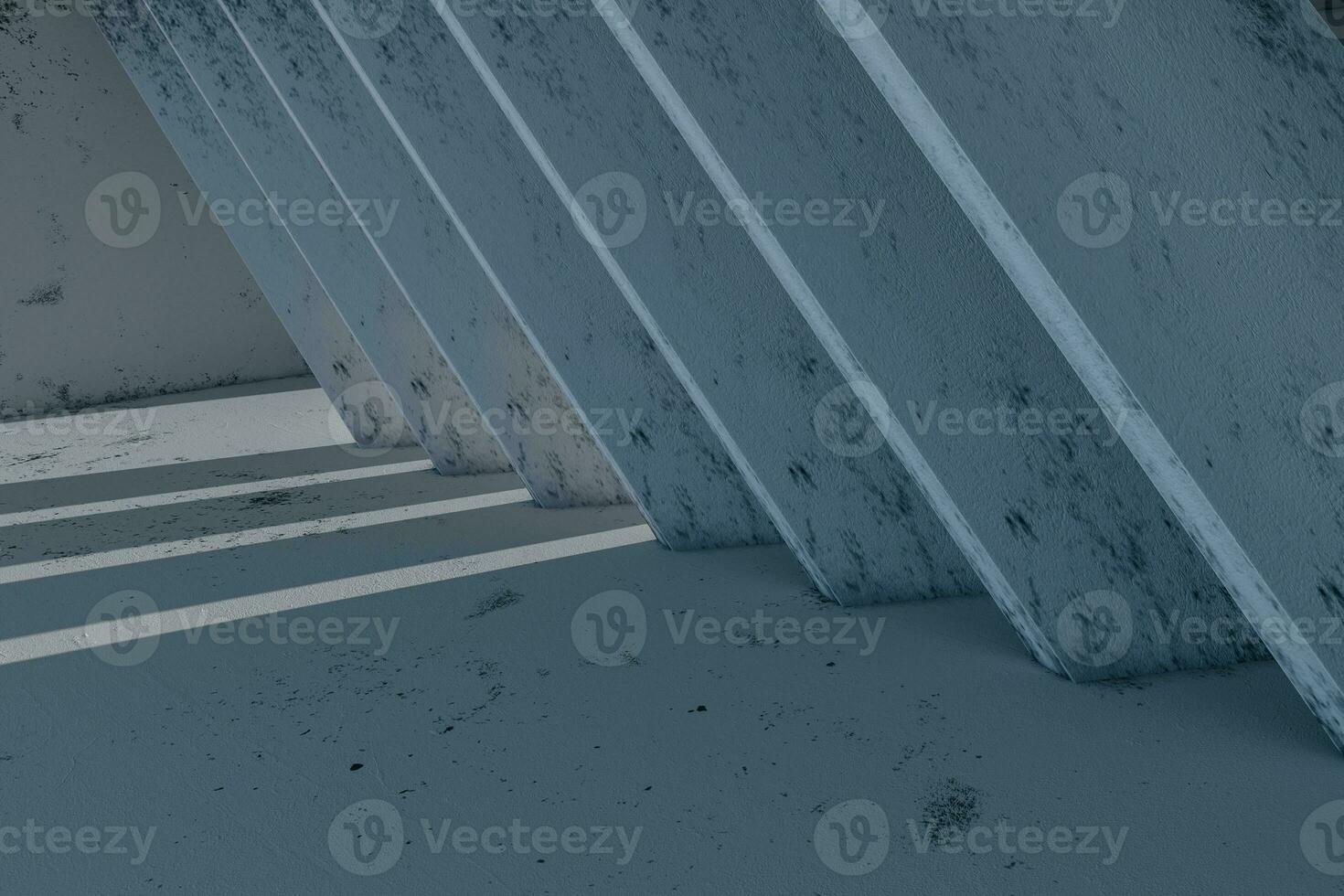 Empty rough room with light coming in from the window, 3d rendering. photo